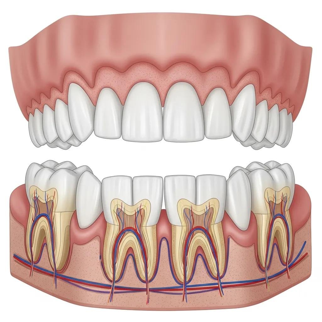 Illustration of dental anatomy highlighting different types of teeth and their structures