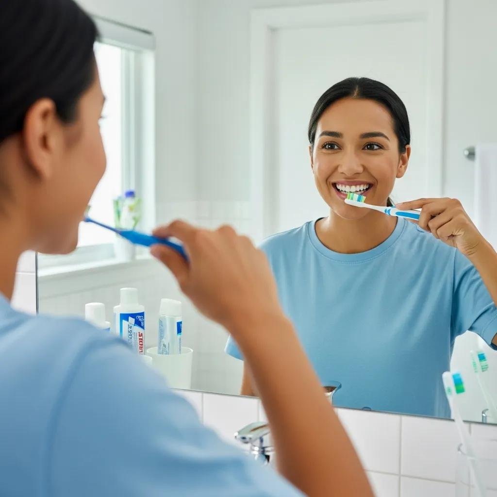 Person demonstrating proper brushing techniques for optimal oral health