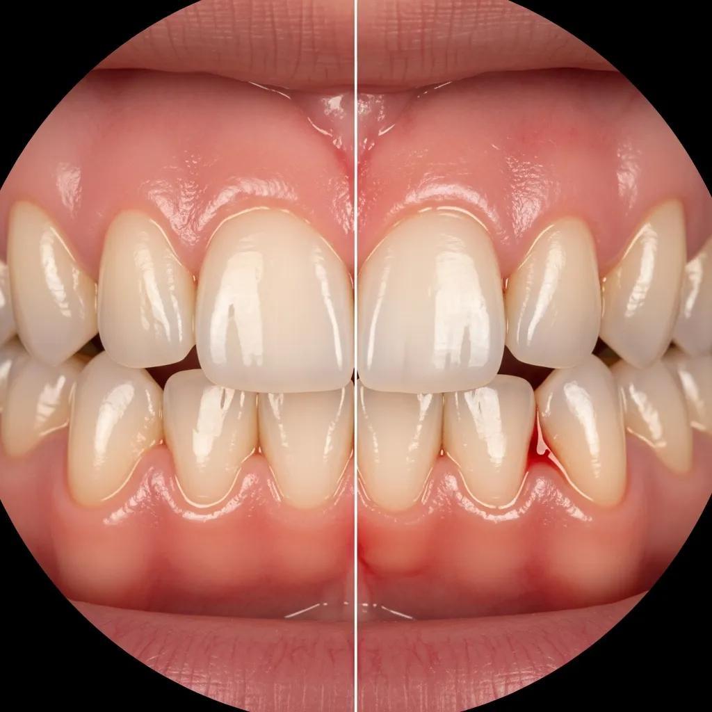 Close-up of healthy vs. inflamed gums highlighting symptoms of gum disease
