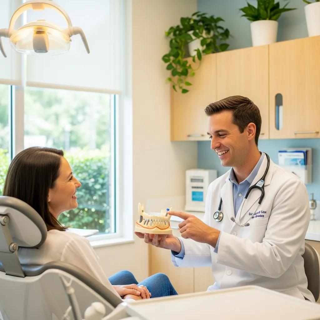 Dental consultation on implants in a welcoming clinic environment