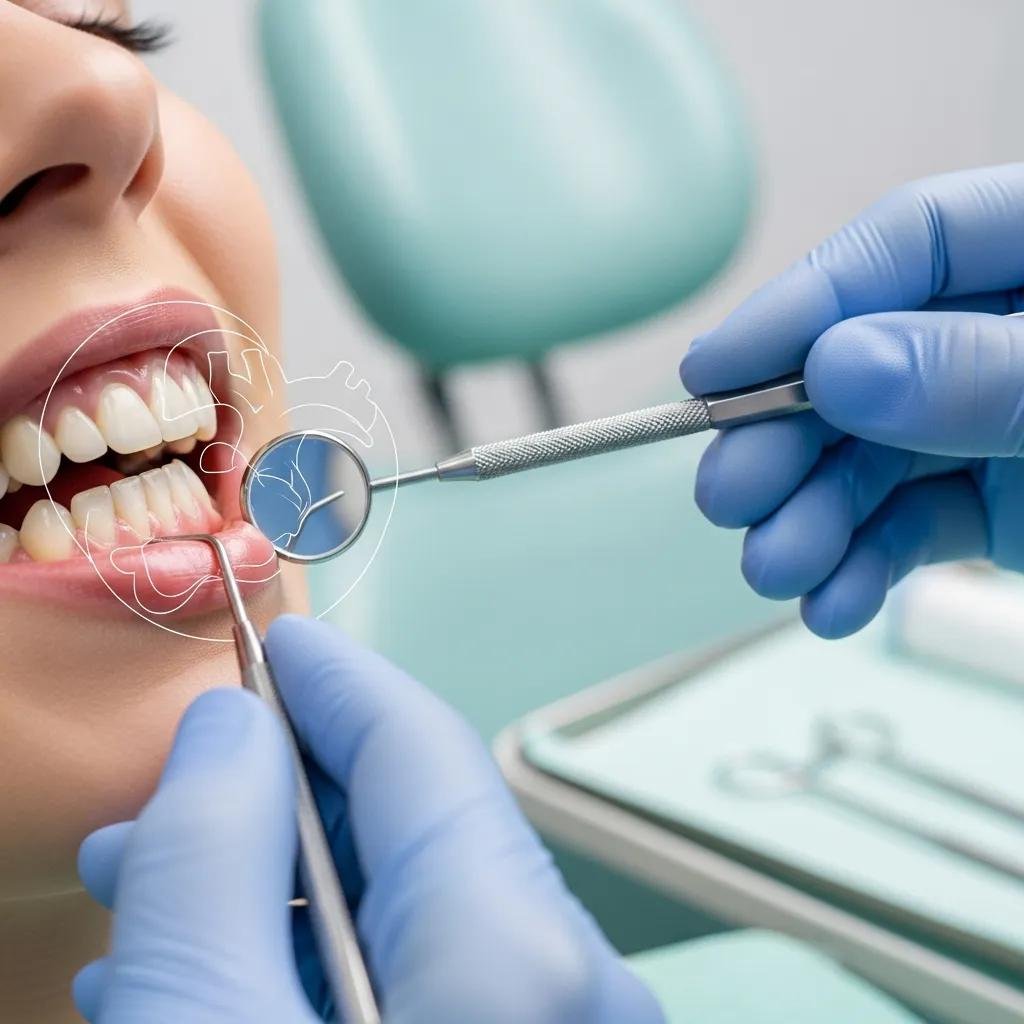 Dental professional examining gums, illustrating the connection between gum disease and heart health