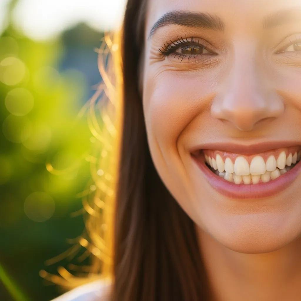 Smiling person with bright teeth after professional teeth cleaning, showcasing oral health benefits
